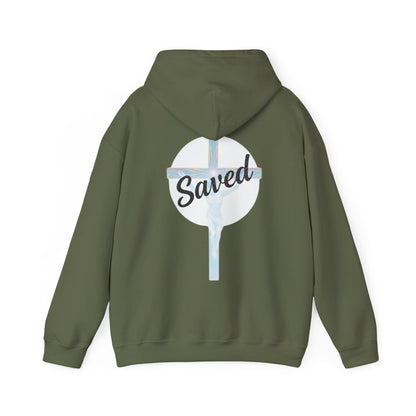 Saved in Christ – Men’s Faith Hoodie with Cross Design