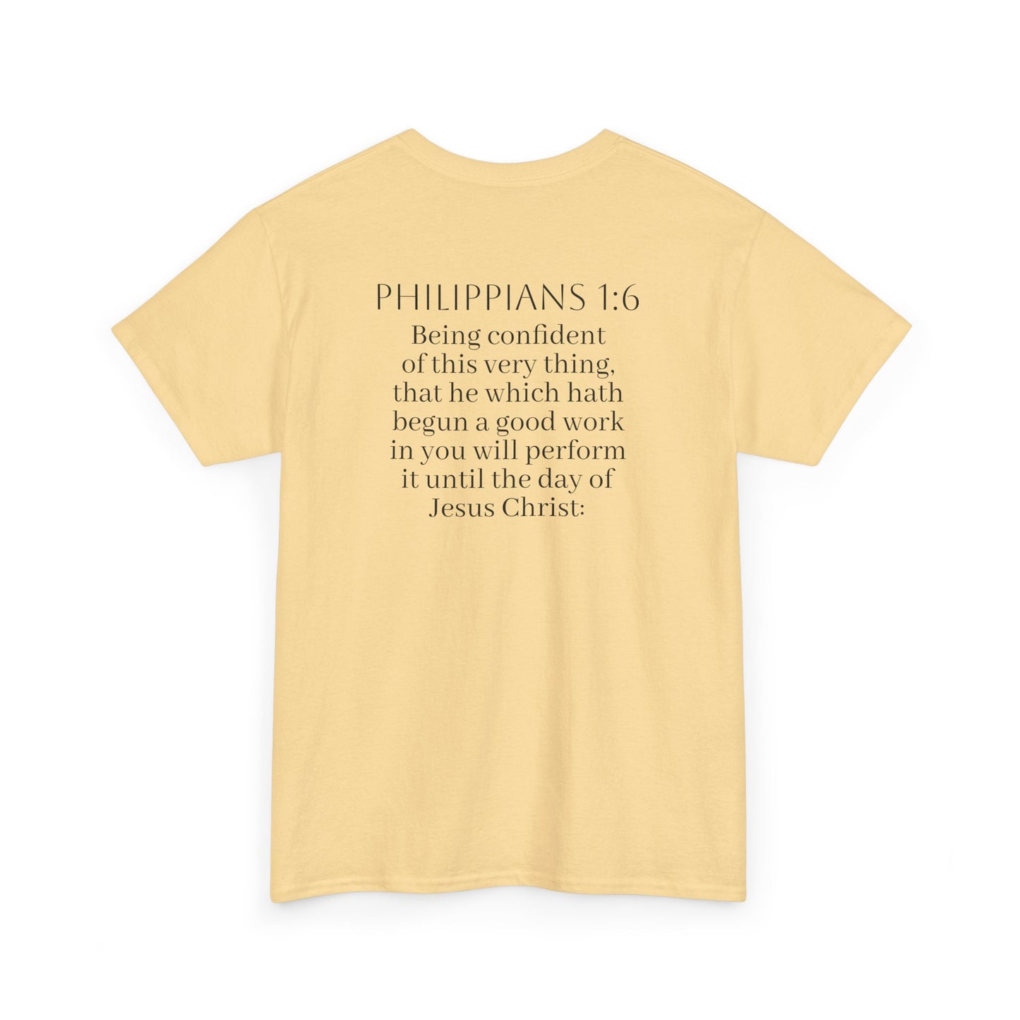 Becoming Men’s Faith Tee – Philippians 1:6 (Dark Lettering)