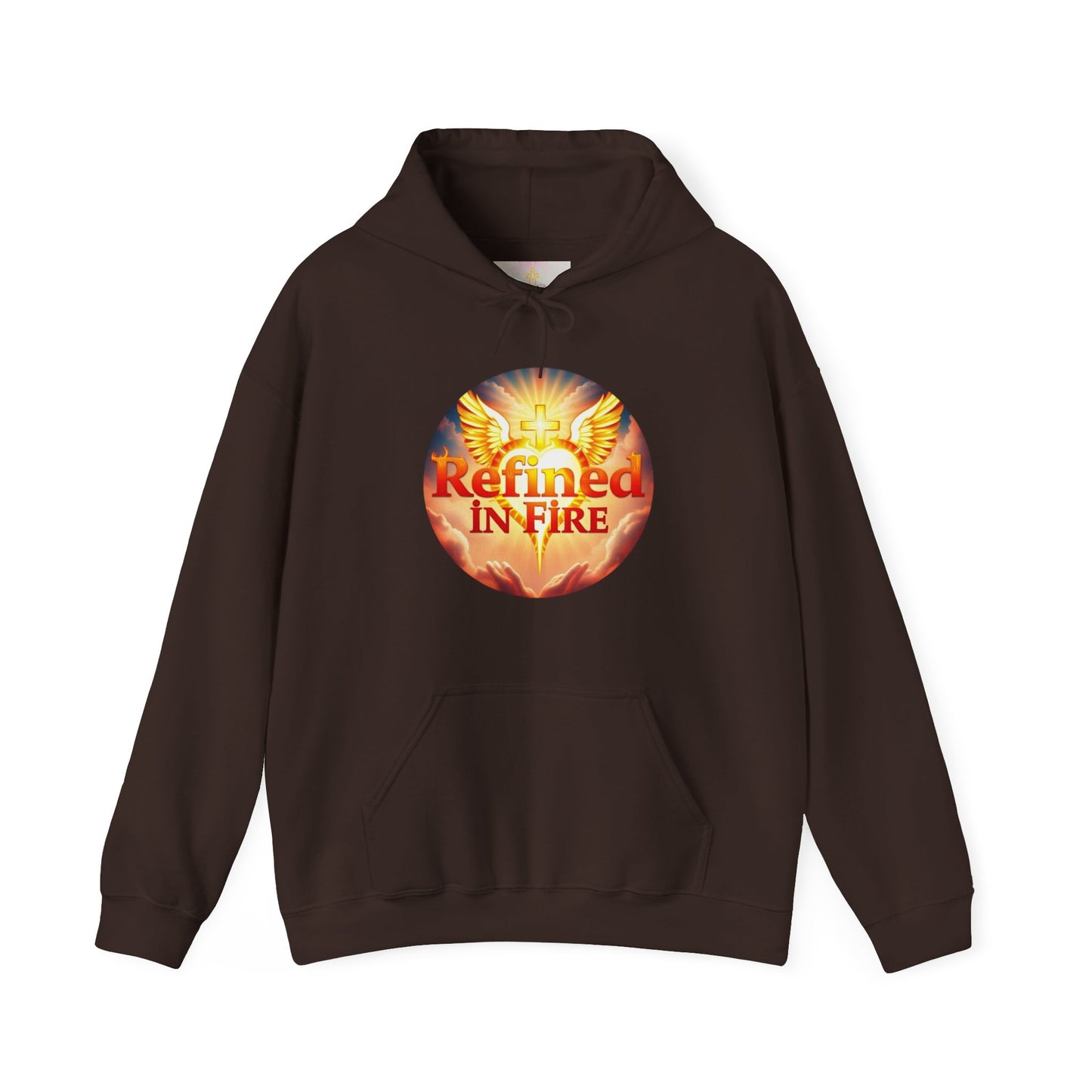 “Refined in Fire” Christian Hoodie – Bold Flame Design Faith Pullover