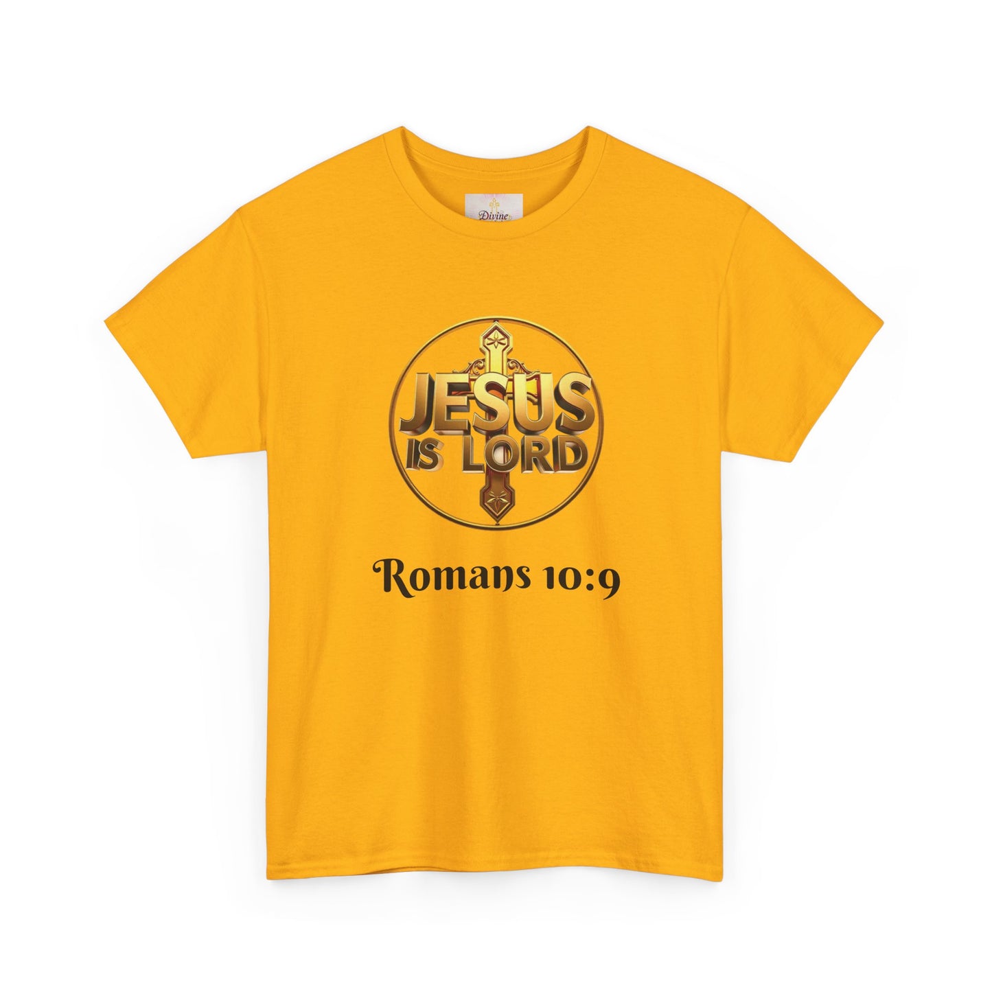 Men’s Romans 10:9 Christian T-Shirt – Jesus Is Lord & He Is Risen (Dark Lettering)