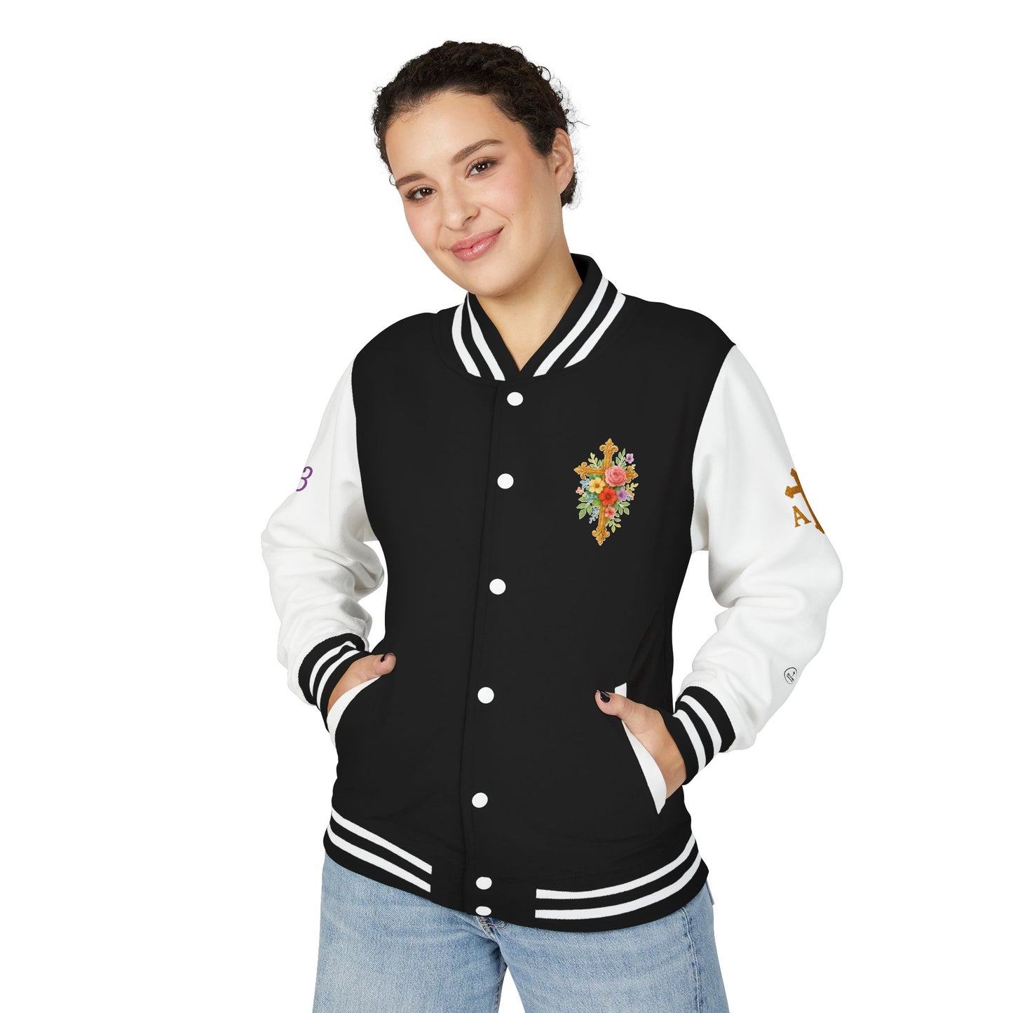 Victory in Christ Women’s Letterman Jacket – Grace in Triumph