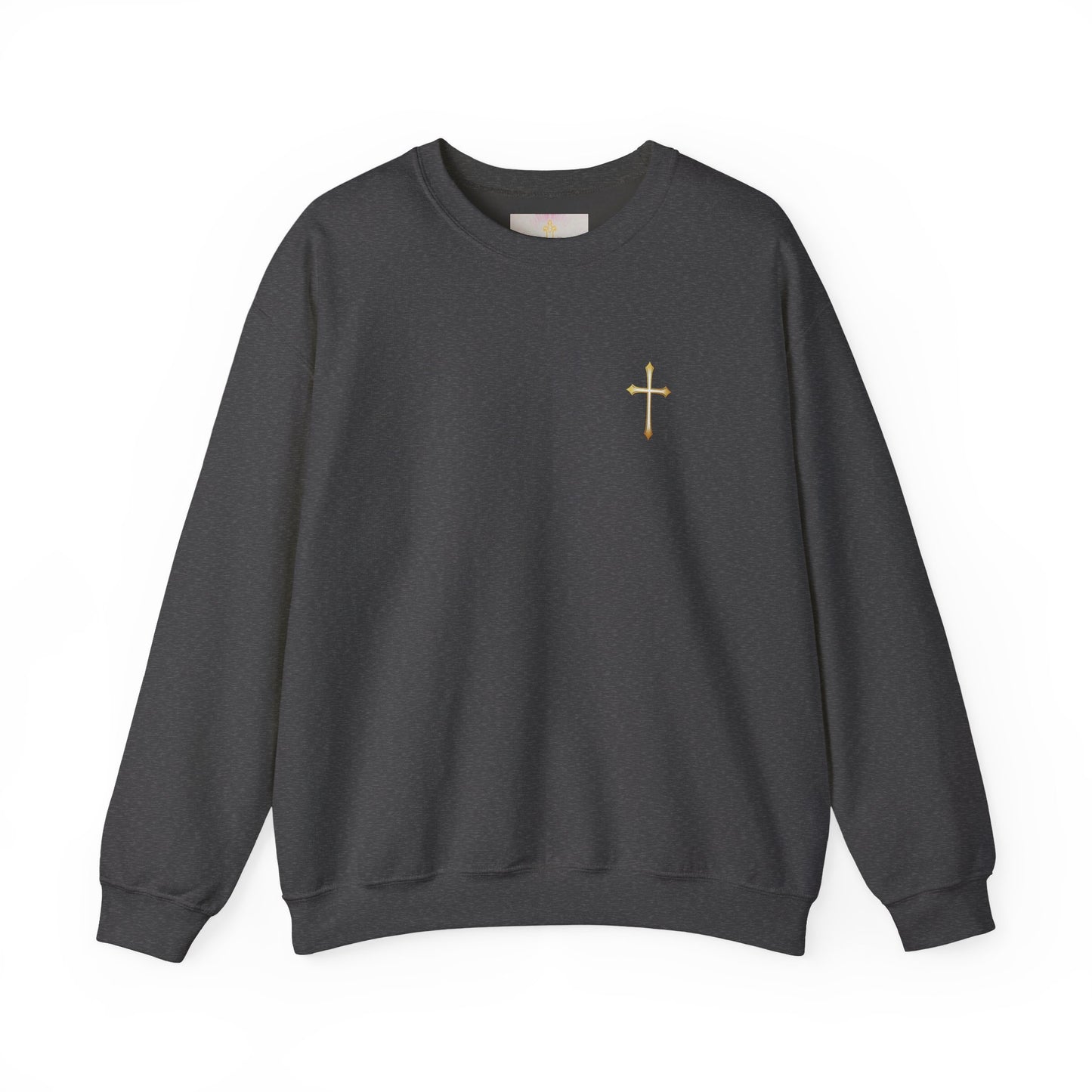 Men’s Elegance w/ Gold Cross Sweatshirt – Subtle Christian Faith Apparel