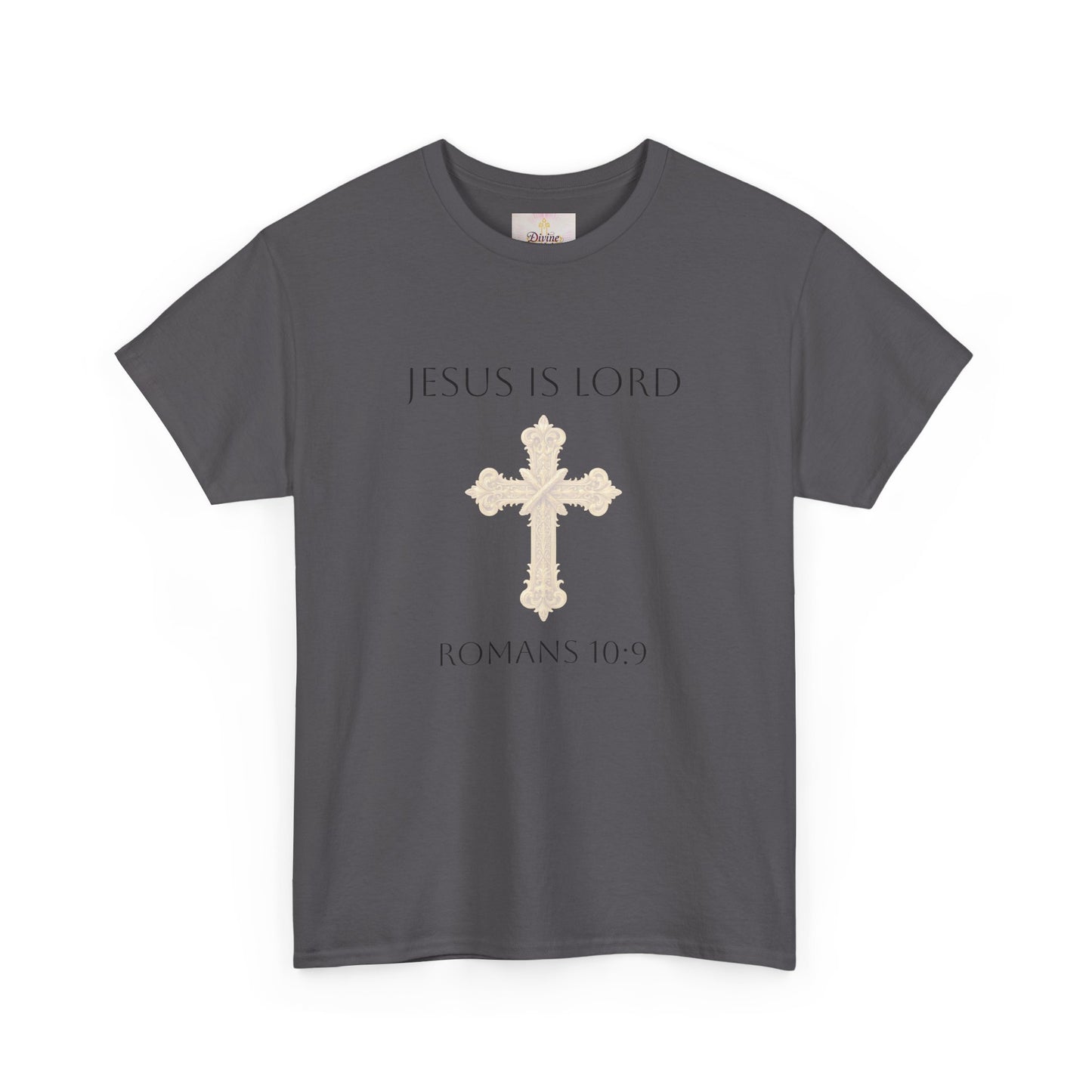 Confess. Believe. Be Saved. – Men’s Jesus Is Lord Tee (Romans 10:9) (White Lettering)