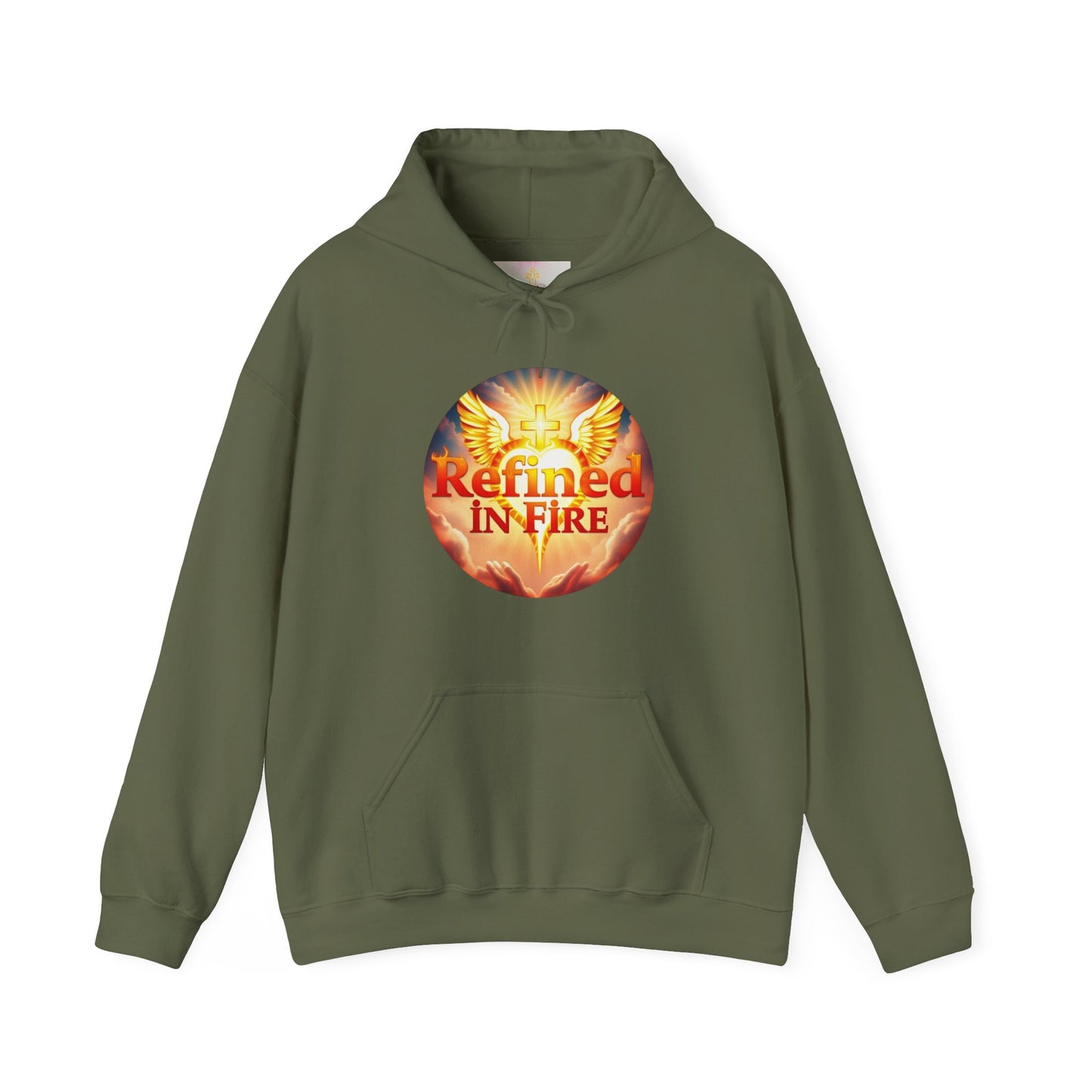 “Refined in Fire” Christian Hoodie – Bold Flame Design Faith Pullover