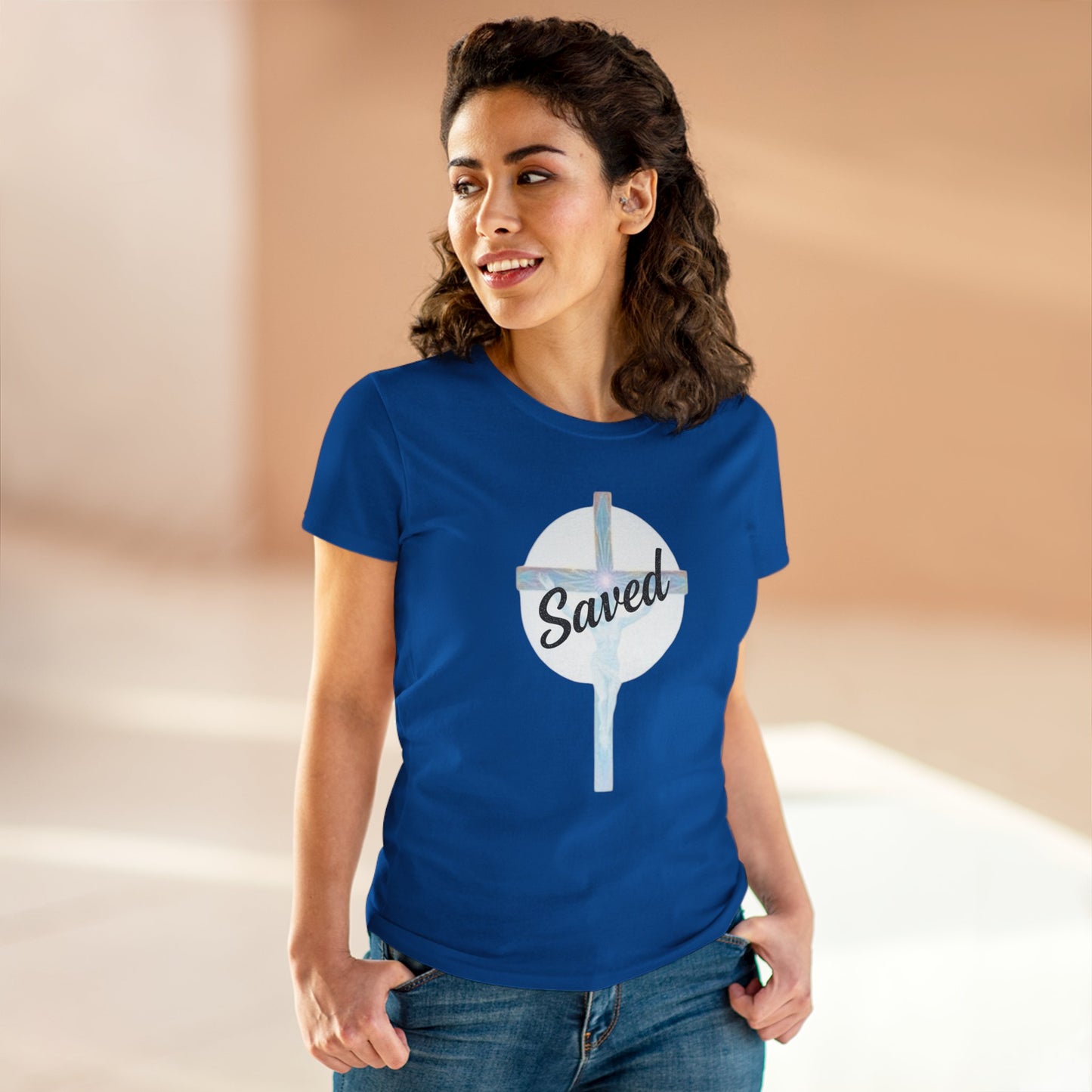 Redeemed & Saved – Women’s Christian Cross T-Shirt