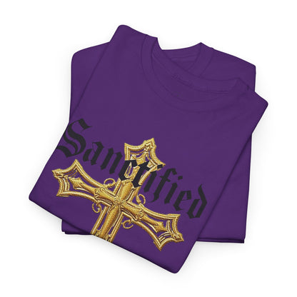 Sanctified Men's Gothic Cross T-Shirt – Faith in Bold Elegance