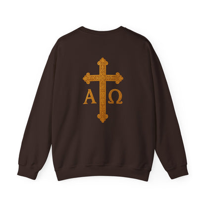 Christ is King – Men’s Christian Sweatshirt with Crowned Lion & Cross