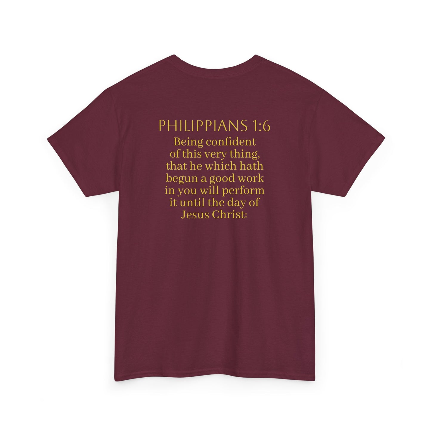 Becoming Men’s Faith Tee – Philippians 1:6 Edition (Light Lettering)
