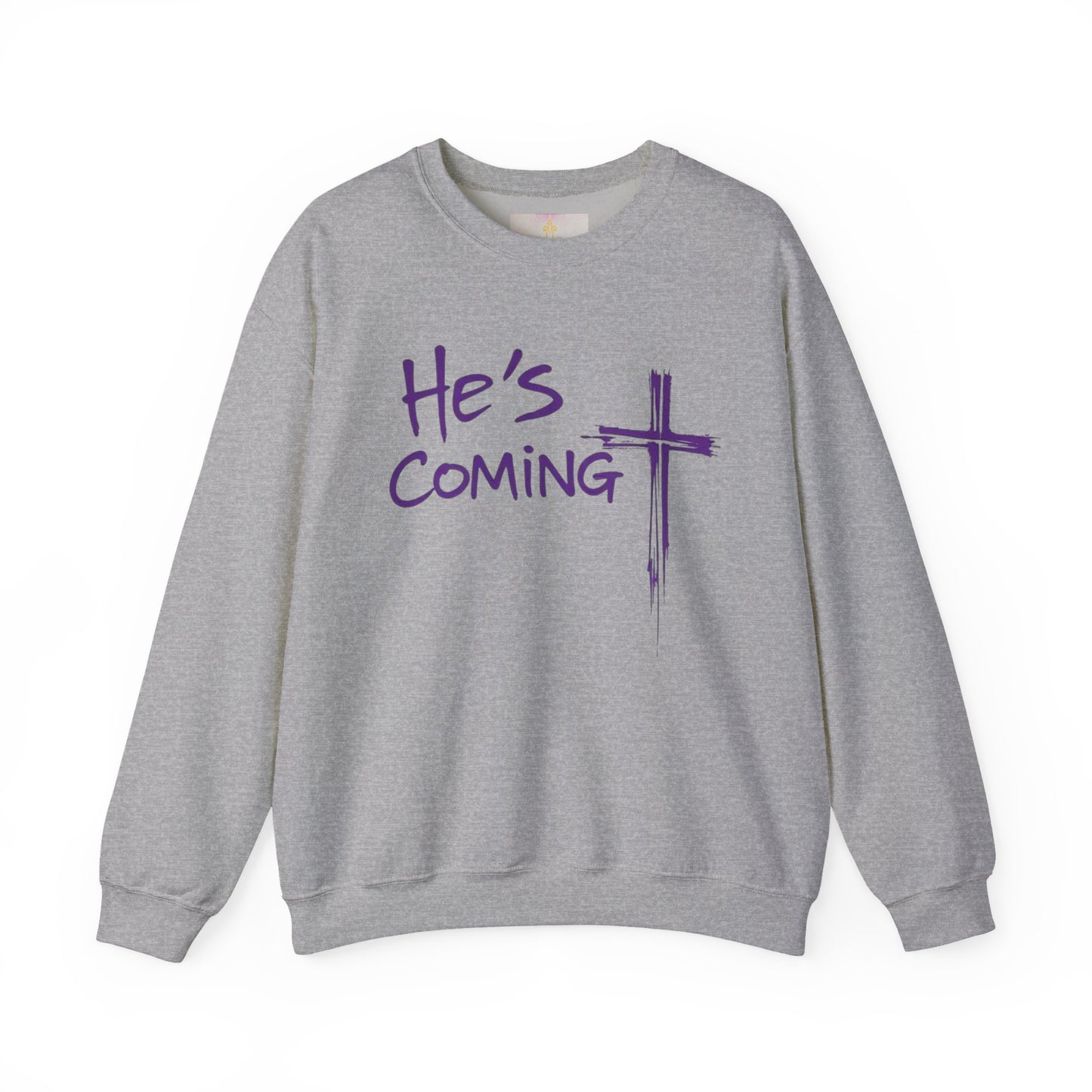 Stand Ready – Men’s Christian Crewneck Sweater with “He’s Coming” Front Design