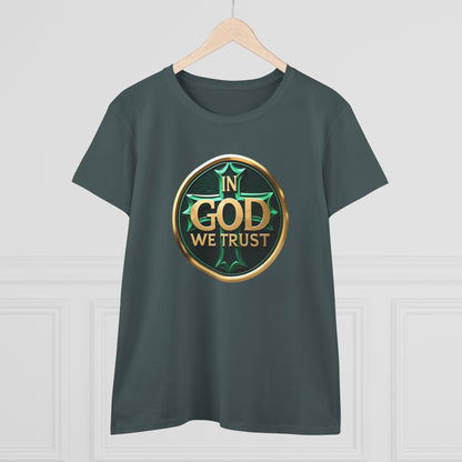 In God We Trust – Bold Gold Cross Women's Tee
