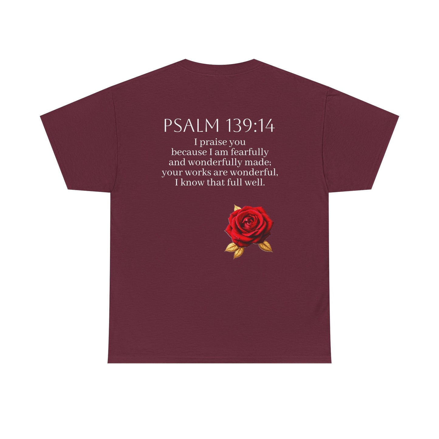 Handcrafted by God (Rose) - Woman's Christian T-Shirt (White Lettering)