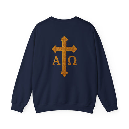 Christ is King – Men’s Christian Sweatshirt with Crowned Lion & Cross