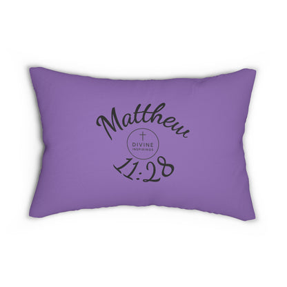 Matthew 11:28 Lumbar Pillow – Rest for the Weary (Literally in mauve!)