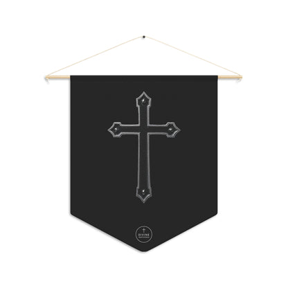 At the Foot of the Cross Pennant Banner in Black – Black Cross Design