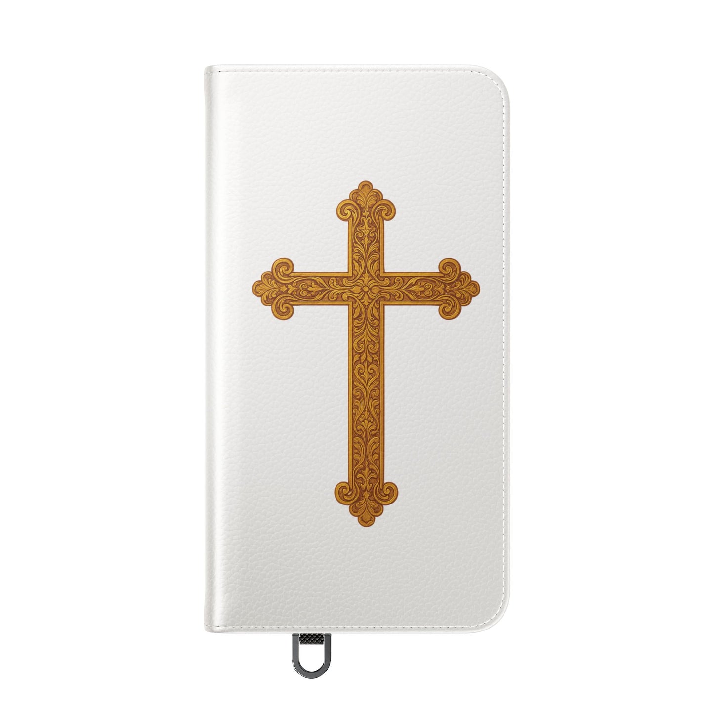White with Gold Cross & 1 Corinthians 1:18 - Samsung Flip/Wallet Phone Case