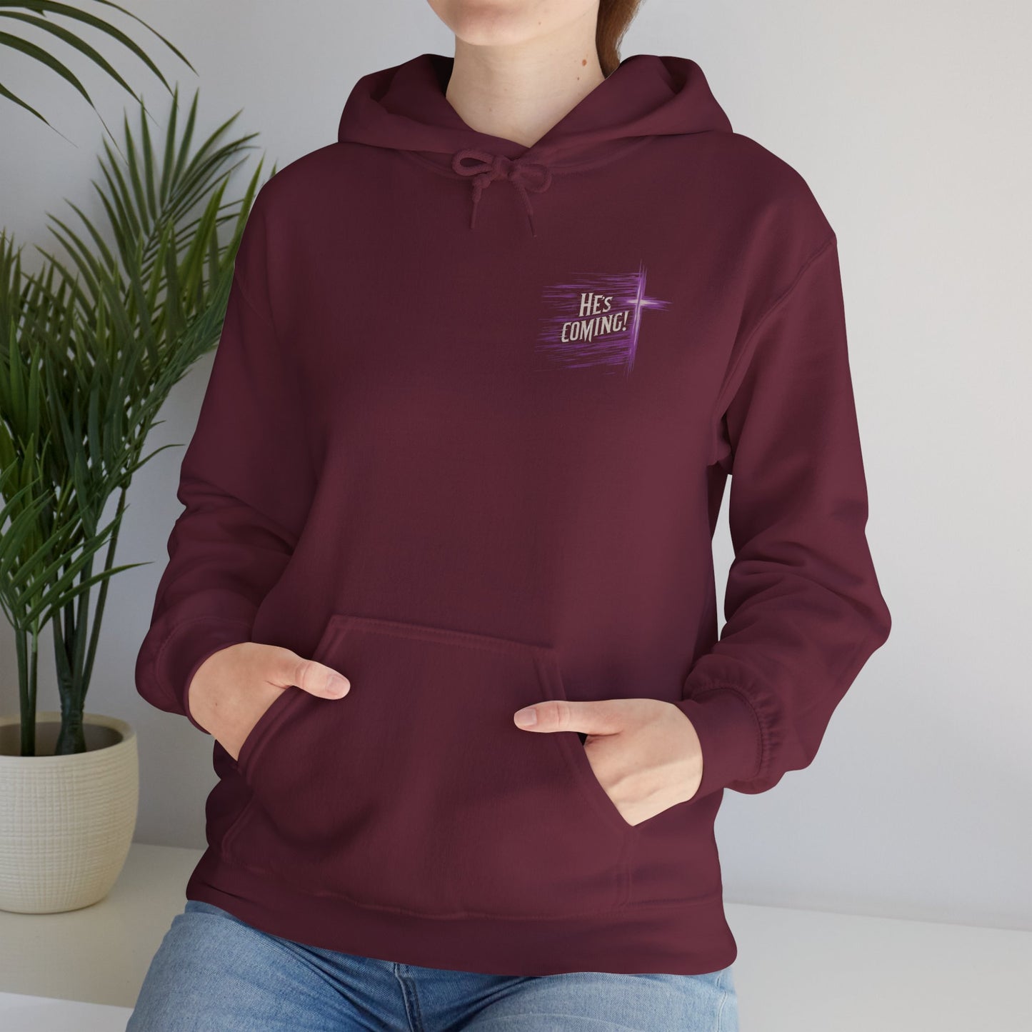 He's Coming – Women’s Christian Hoodie with Cross