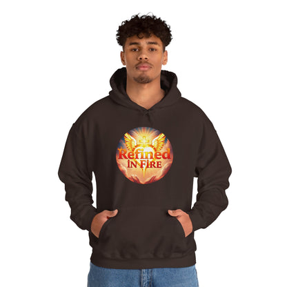 “Refined in Fire” Christian Hoodie – Bold Flame Design Faith Pullover