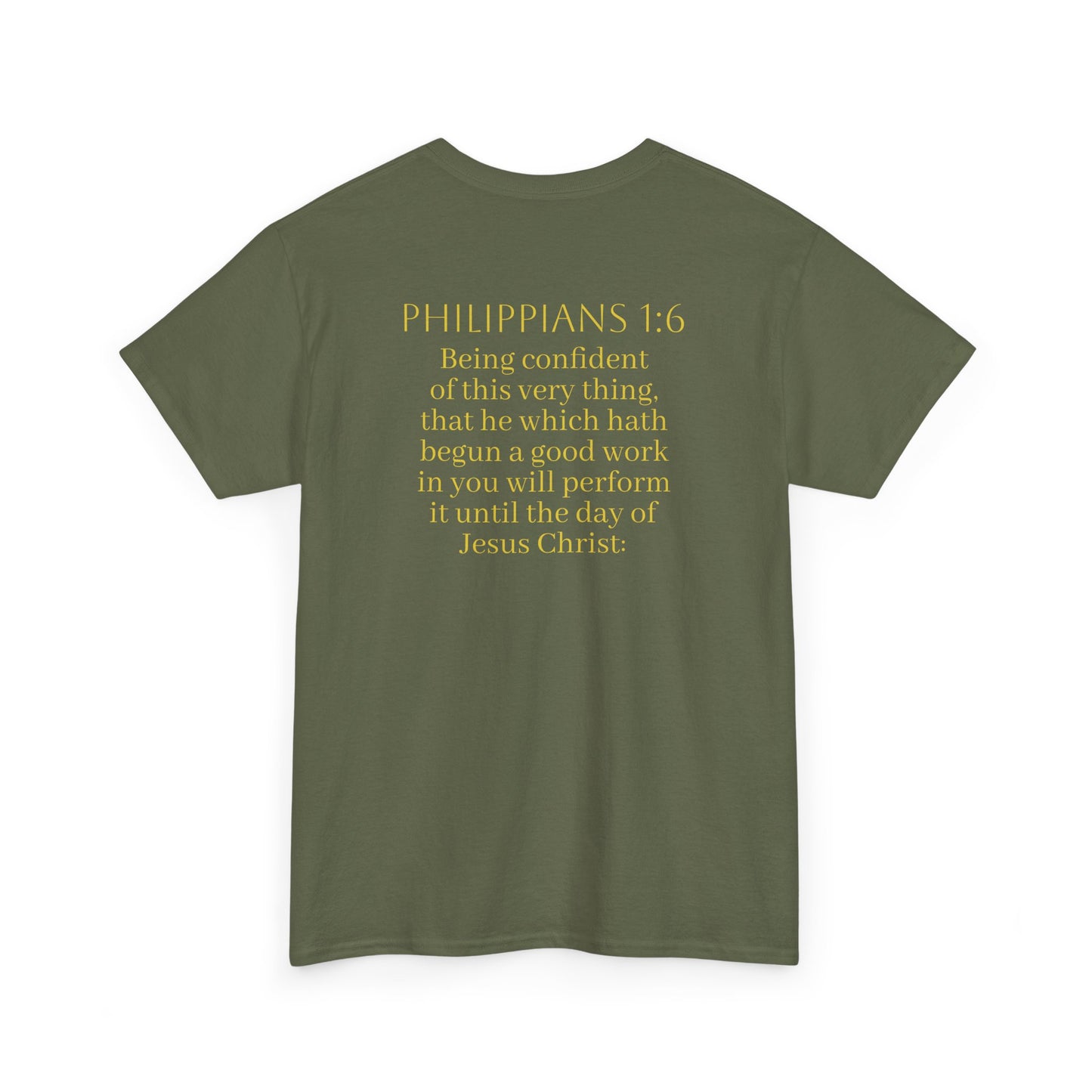 Becoming Men’s Faith Tee – Philippians 1:6 Edition (Light Lettering)