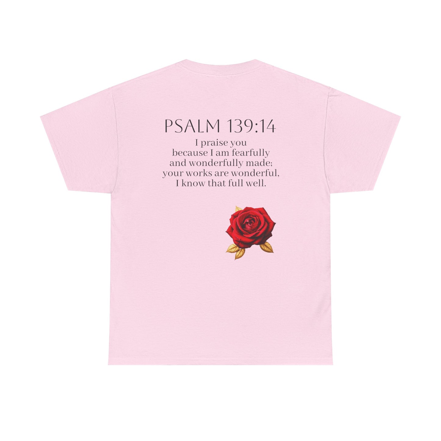 Handcrafted by God (Rose) - Woman's Christian T-Shirt (Dark Lettering)