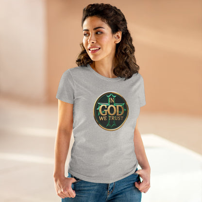 In God We Trust – Bold Gold Cross Women's Tee