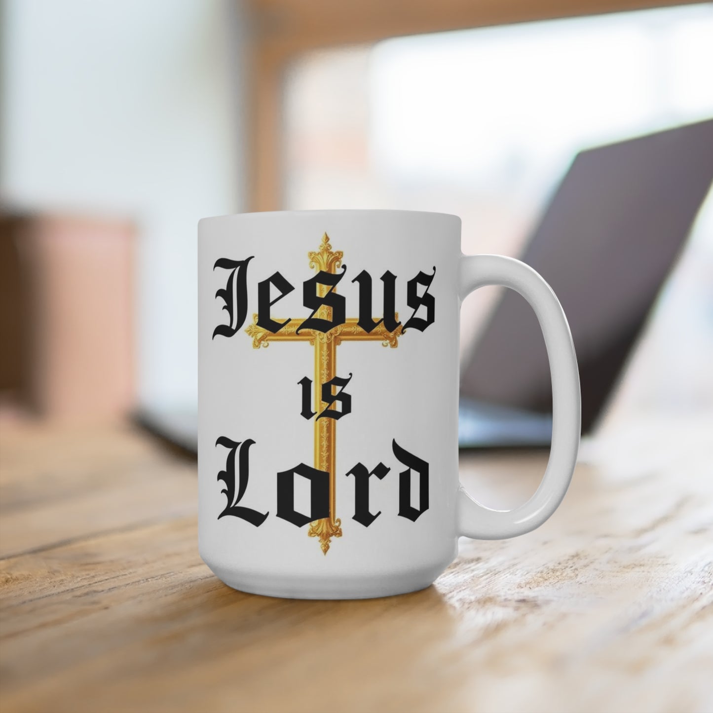 'Jesus is Lord' Christian Cross Mug – 11oz & 15oz Bold Faith Statement