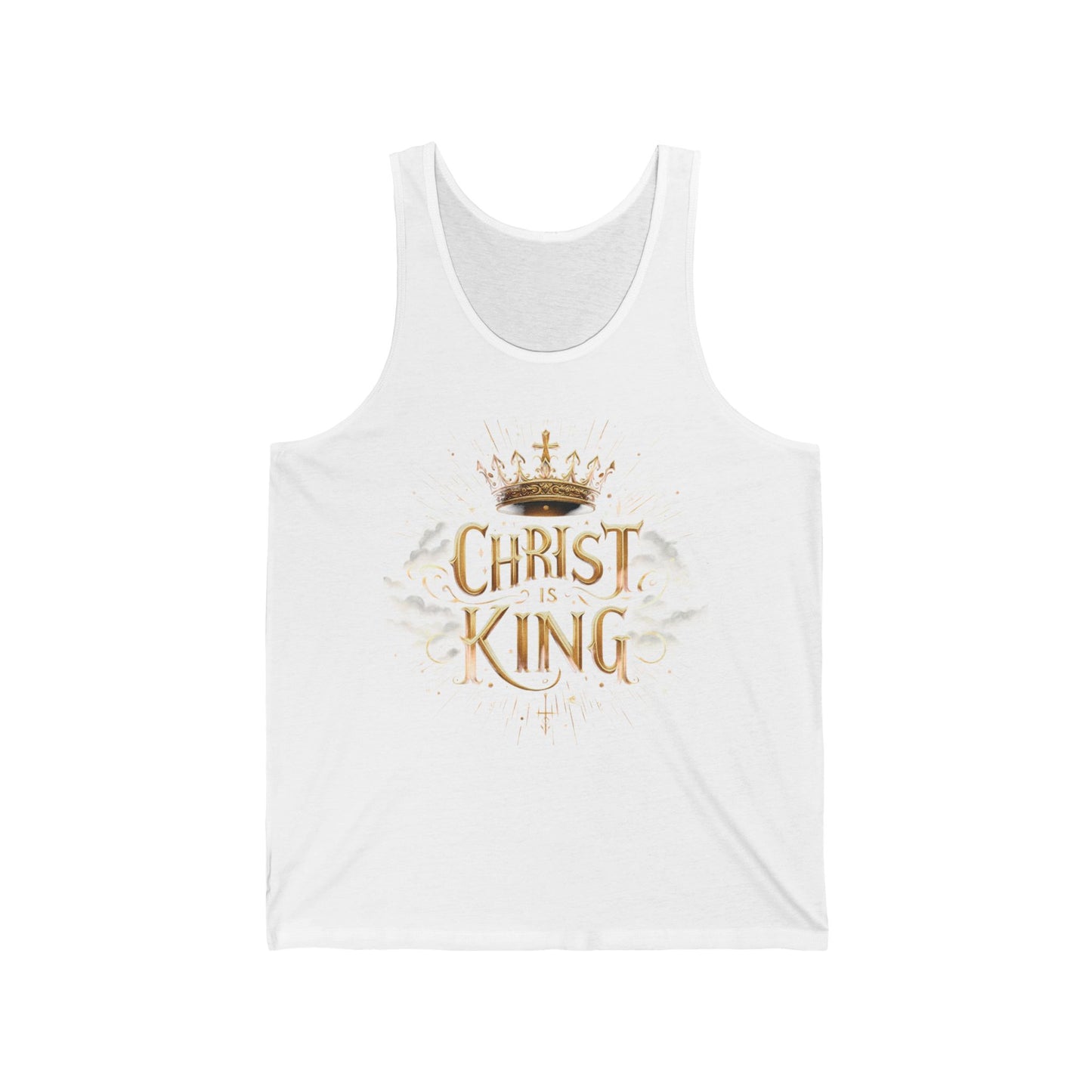Christ the King | Women’s Faith Tank – Bold Gold Statement of Divine Strength