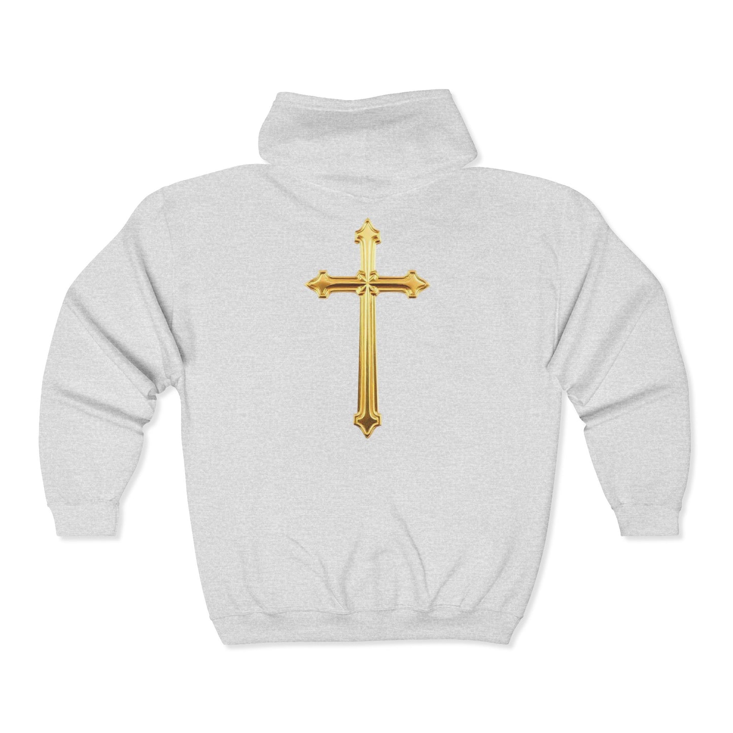 Golden Grace Women's Zip-Up Hoodie with Gold Cross Design