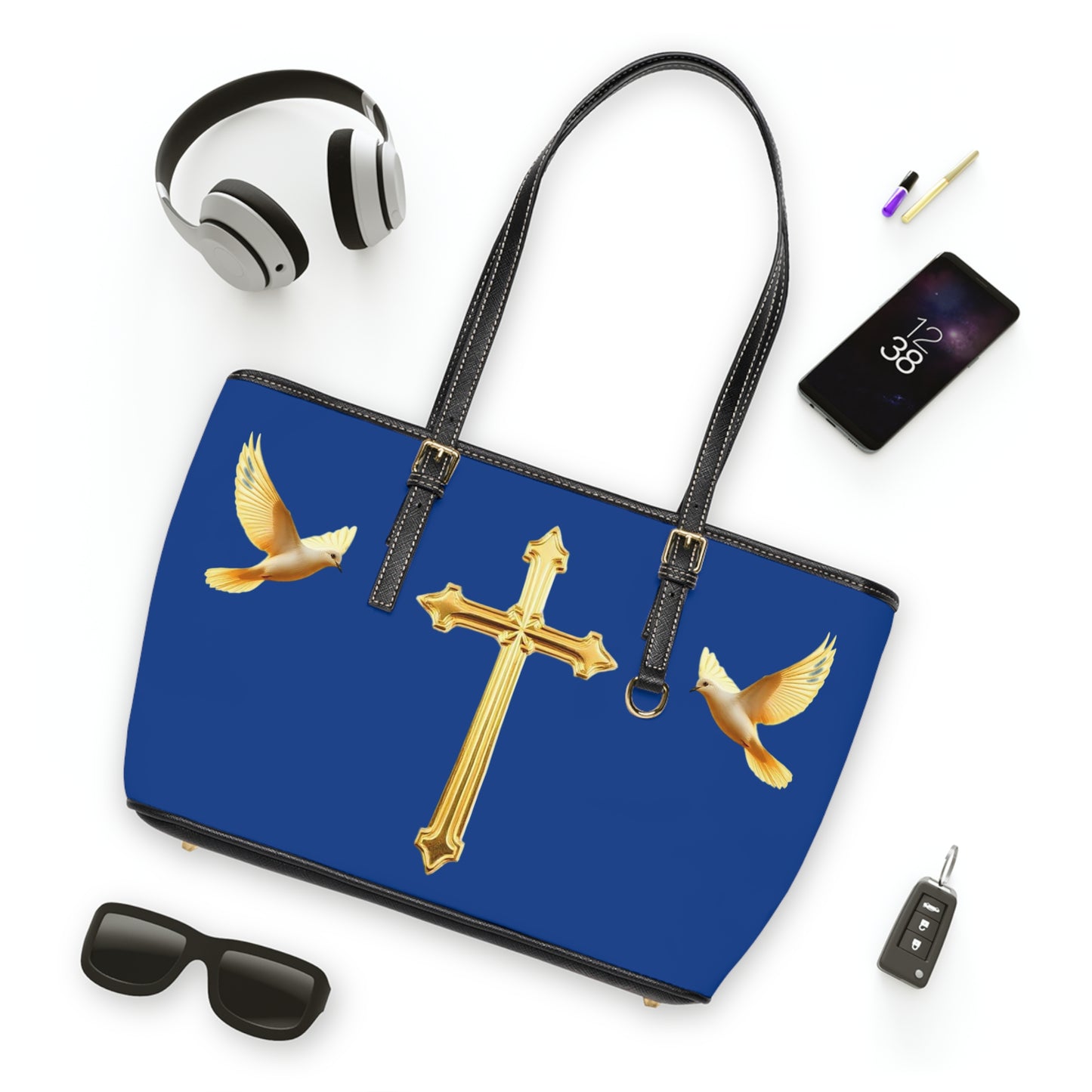 Faith, Peace, and Renewal Shoulder Bag in Blue