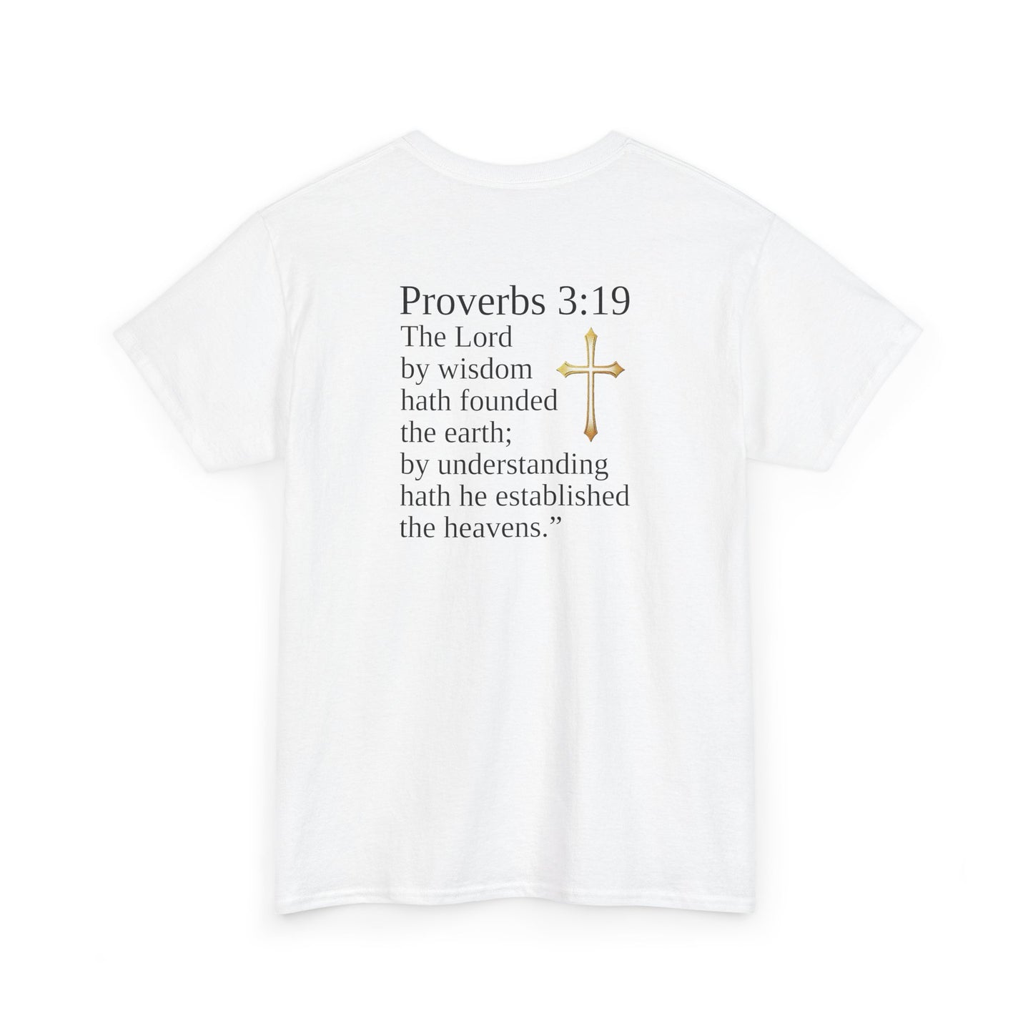 Wisdom in the Atom – Men’s Spiritual T-Shirt (Black Text)