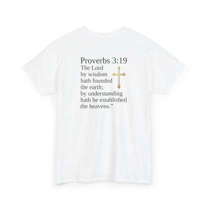 Wisdom in the Atom – Men’s Spiritual T-Shirt (Black Text)