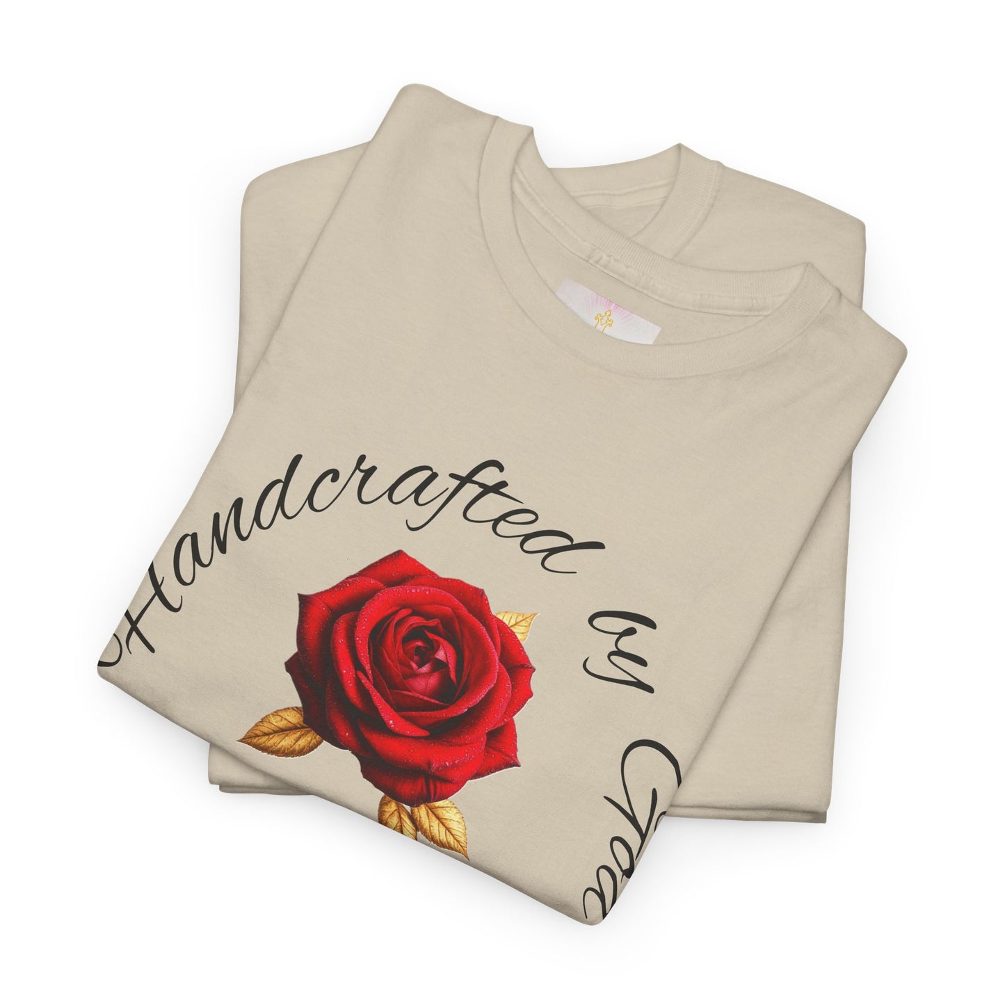Handcrafted by God (Rose) - Woman's Christian T-Shirt (Dark Lettering)