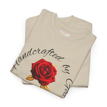 Handcrafted by God (Rose) - Woman's Christian T-Shirt (Dark Lettering)