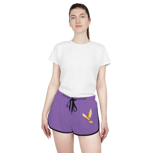 Peaceful Spirit Women's Shorts in Purple with Dove in Flight Design
