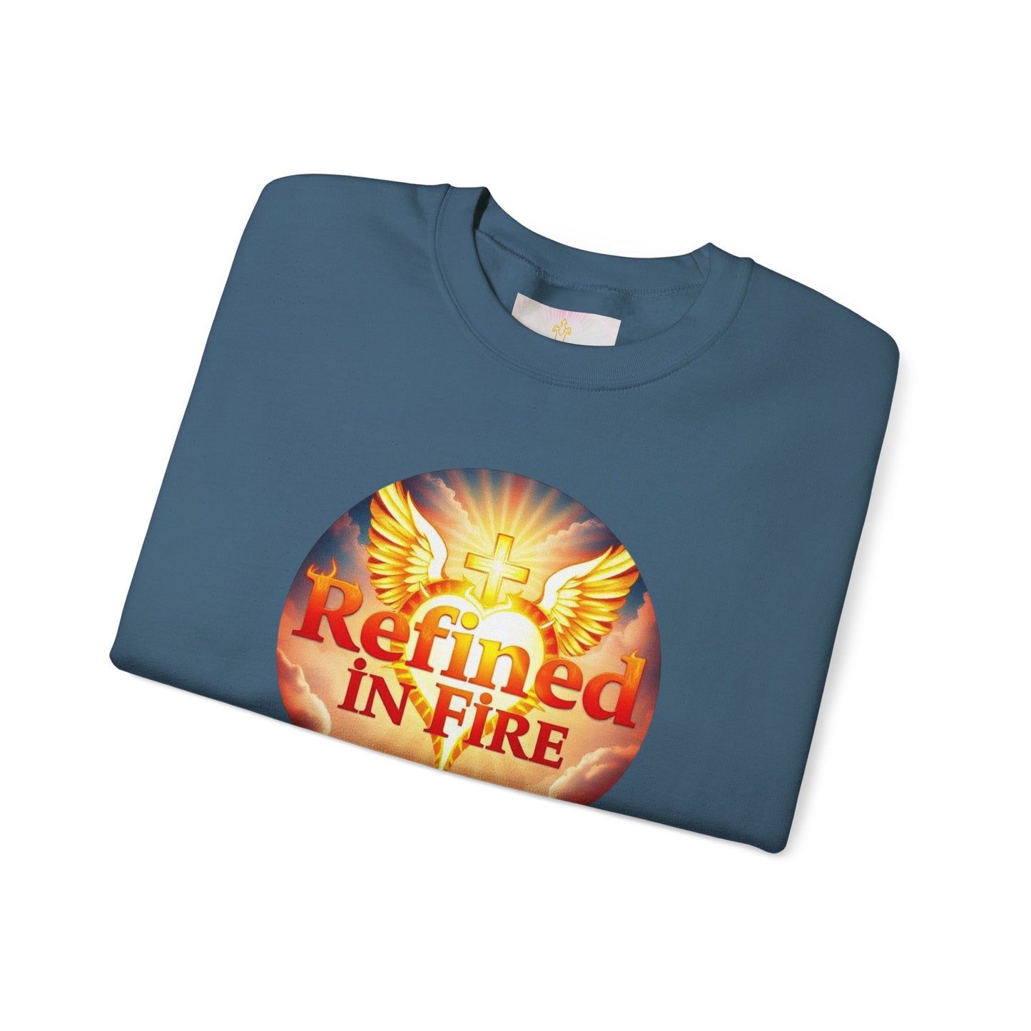 Men’s “Refined in Fire” Christian Sweatshirt – Bold Flame Design Pullover