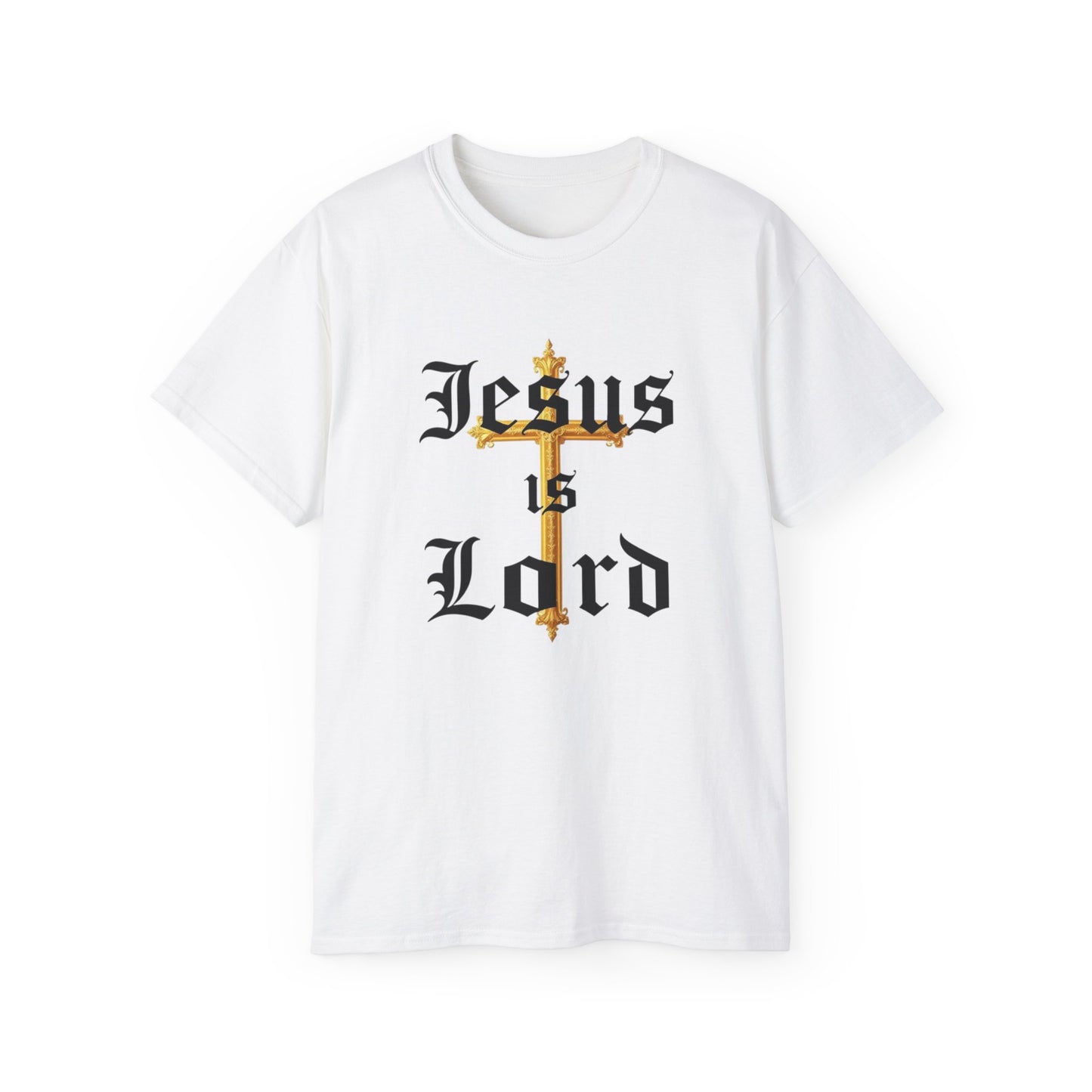 Men’s “Jesus is Lord” Christian T-Shirt with Cross – Bold Faith Statement Tee