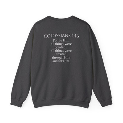 Held Together – Science of Scripture Men’s Sweatshirt (White Lettering)