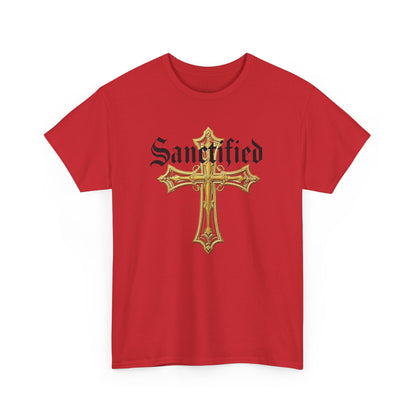 Sanctified Men's Gothic Cross T-Shirt – Faith in Bold Elegance