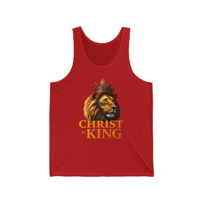 Christ is King – Men’s Christian Tank Top with Lion & Cross Design