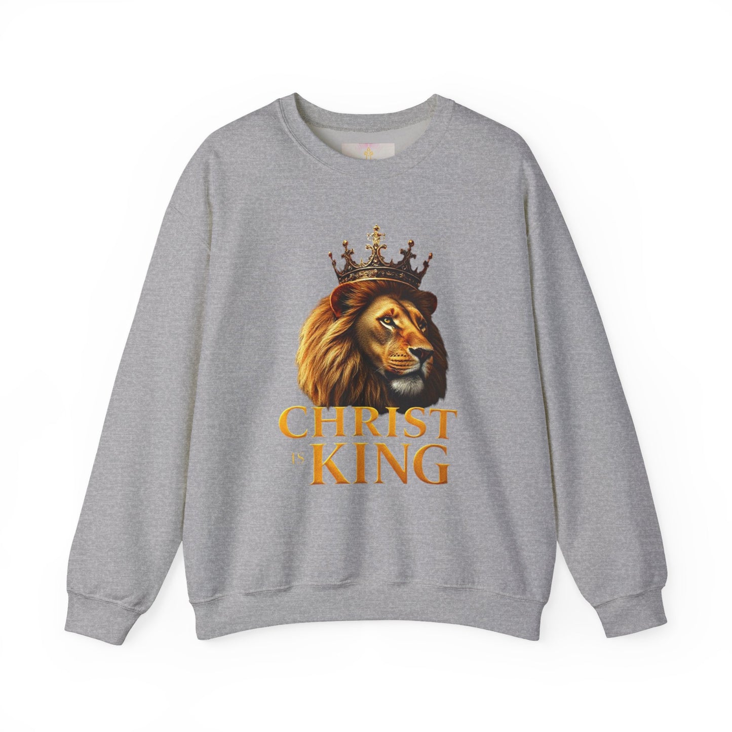 Christ is King – Women’s Christian Sweatshirt with Crowned Lion & Cross