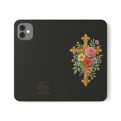 Floral Cross Wallet (black) Case for iPhone – Faith in Bloom