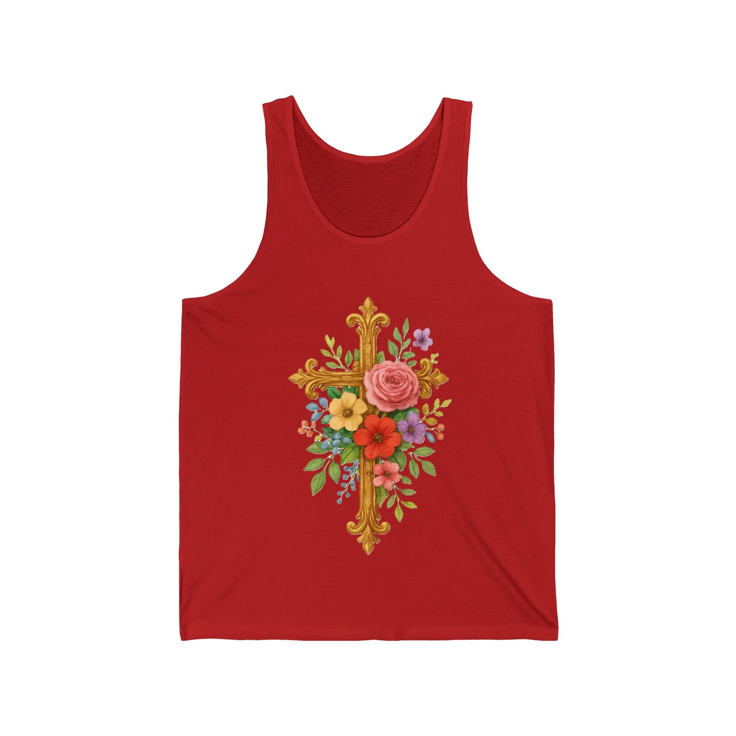 Floral Cross Women’s Tank Top – Faith That Shines