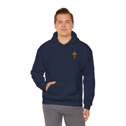 In God We Trust (Gold) - Men's Christian Hoodie with Golden Cross