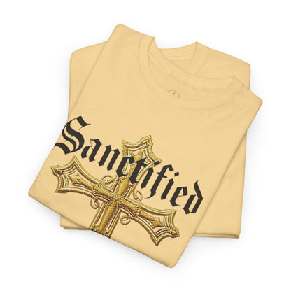 Sanctified Men's Gothic Cross T-Shirt – Faith in Bold Elegance