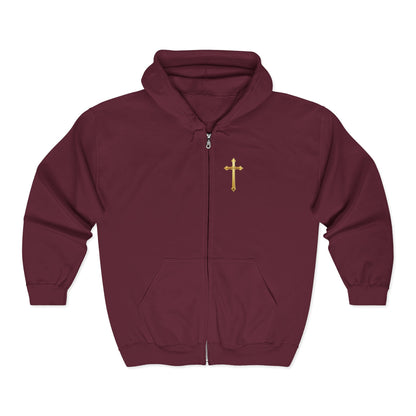 Sanctified Women's Gothic Cross Zip-Up Hoodie – Faith & Comfort