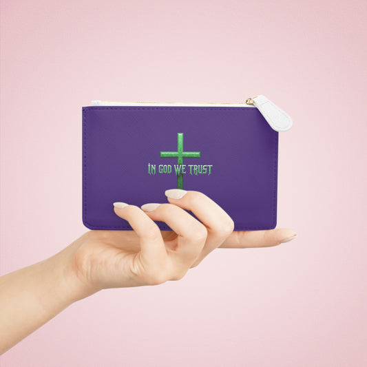 “Fortified Faith” | Women’s Mini Clutch in Purple – In God We Trust