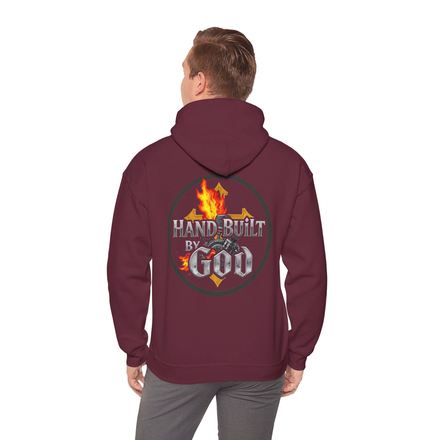 Men’s “Hand Built By God” Christian Hoodie – Bold Faith Identity Pullover