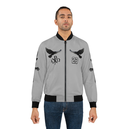 Faithful Guardians – Cross & Crows Men’s Bomber Jacket in Grey