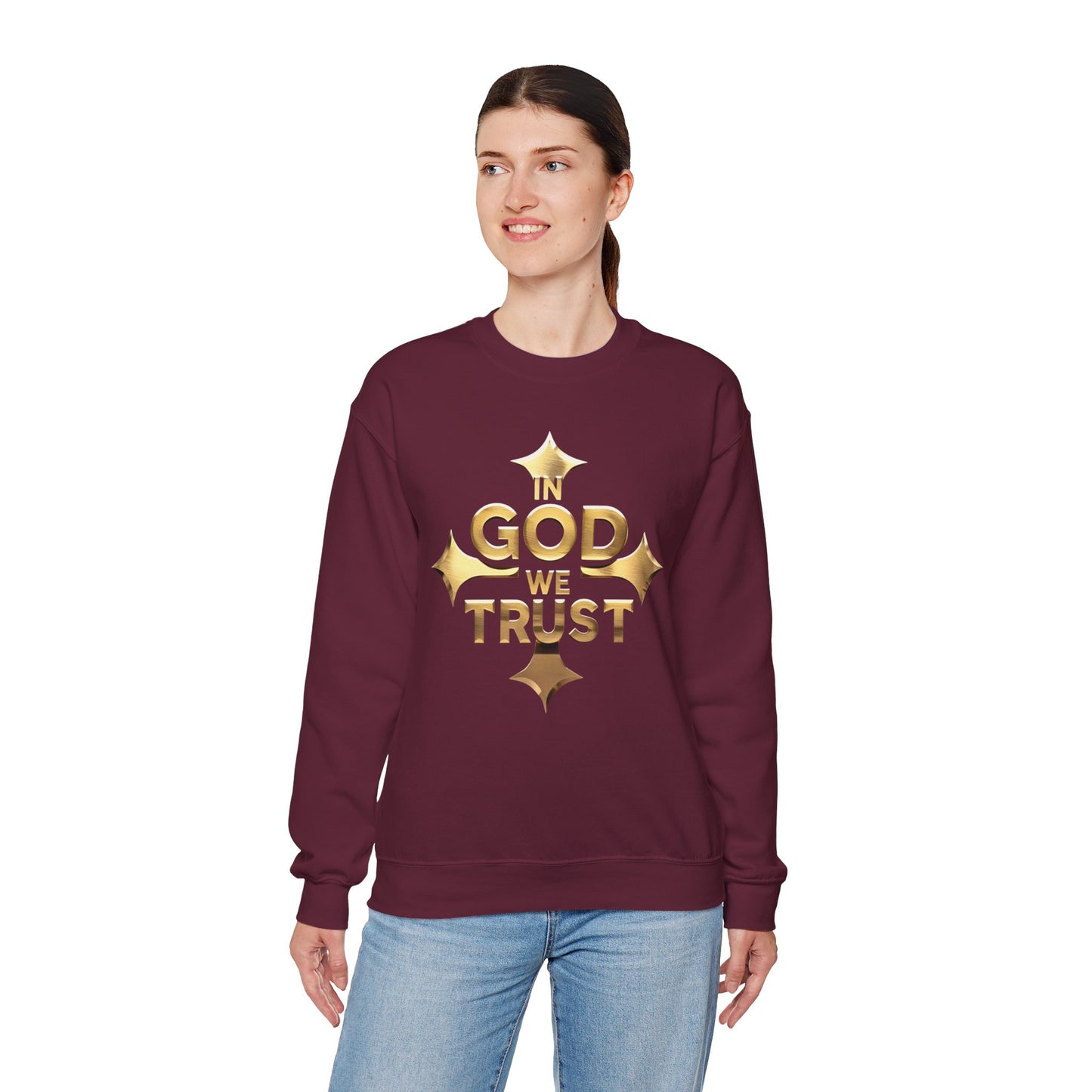 Golden Grace – “In God We Trust” Christian Women’s Sweatshirt