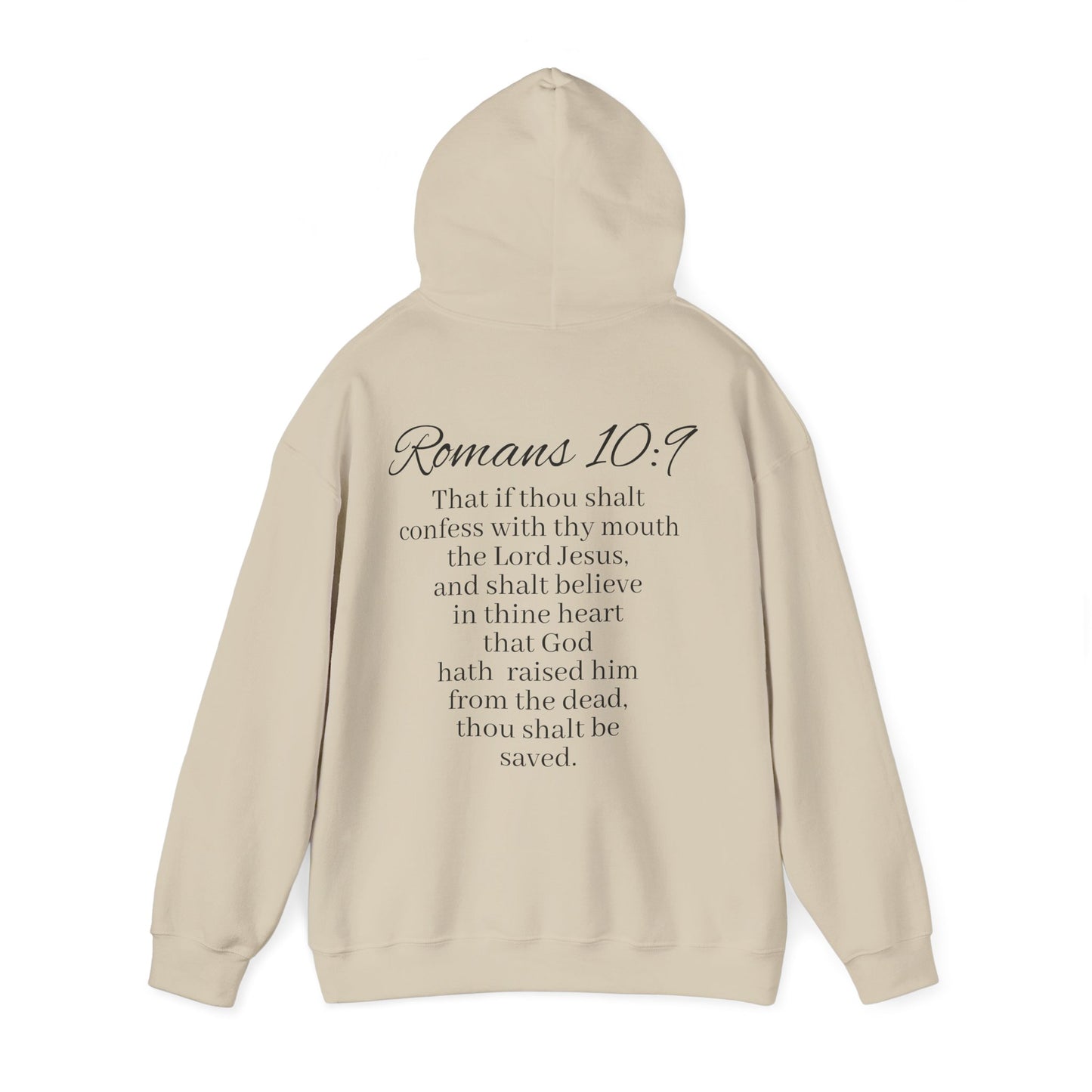 Women’s Believe Christian Hoodie – Praying Hands & Romans 10:9