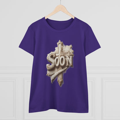 “Soon” Cross Women’s Christian Tee – Bold Faith Made Beautiful